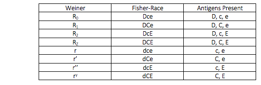 Rh System Table 1